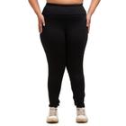 Legging preta Feminina Grossa Cintura Alta Plus Size Reforçada Básica Para Trabalhar Malhar Fitness