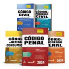 Legislação seca 5 volumes 2024 - civil+ proc. civil+ penal+ proc. penal + código do consumidor