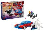 Lego Marvel Carro de Corrida Do Spider-Man Com 3 Mini Figuras Spider-Man Spider-Ghost e Venom Green Goblin 227 Peças