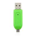 Leitor De Cartao 3 Em 1 Otg Micro-Usb (V8) - Cor Verde - Lelong