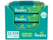 Lenço Umedecido Pampers Aloe Vera 12 Pacotes com 48 Unidades Cada