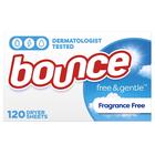 Lençóis de secagem e amaciante de roupas Bounce Free & Gentle 120 unidades