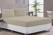 Lençol Cama Casal Queen Cor Bege Macio 400F 3 Peças