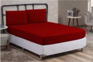Lençol Casal Queen Com Elástico 3 Peças Vermelho