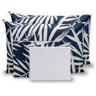 Lençol Kit 04 Peças Jogo de Cama Solteirão 180 Fios Estampado c/Elástico em Toda Volta Acabamento em Bainha