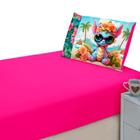 Lençol Liso Elásticado + Fronha Estampada Decorativa - Nalu Casa E Decoração