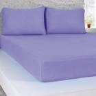 Lençol Queen De Malha 100% Algodão  Com Elástico Lilas - Panosul