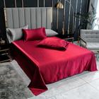 Lençol Superior Casal Queen Com 2 Fronhas Cetim Seda Vermelho