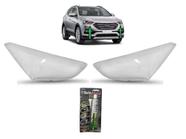 Lente Farol Principal Hyundai Santa Fe 2014 a 2016 Par + Cola