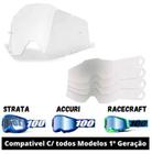 Lente Oculos 100% Accuri Strata Racecraft + Tear Off Transparente Motocross 1ª Geração 10 Unidades