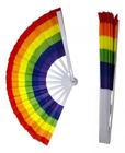 Leque Grande Arco Íris Colorido LGBTQIAPN Barulho Carnaval 63 X 34cm