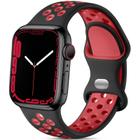 Lerobo Pulseira Esportiva Compatível com Apple Watch 38mm a 49mm (Preto/Vermelho)