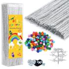 Limpadores de cachimbo Chenille Stem Craft Supplies com pompons de glitter - Iuuidu