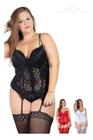 Lingerie Espartilho Plus Size Completo Com Meia 7/8 e Abertura em Zíper - Fitmoda