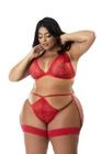 Lingerie Plus Size Com Cinta Liga Perneira Sensual Fio Dental Sexy