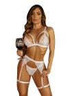 Lingerie Sex Conjunto Renda Strapps Cinta Liga Completa