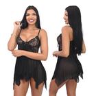 Lingerie Sexy Feminina - Conjunto de Camisola Sensual com Renda e Laço e Calcinha Fio Dental Sensual