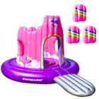 Linha de natação inflável Unicorn Castle Pool Float para 4 pessoas