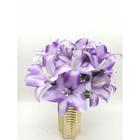 Lírio Artificial Galho Com 5 Flor Buque com Diversas Cores Azul Turquesa Royal Vermelho Rosa Laranja Lilás Marrom Abóbora para Festas Decoração