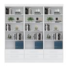 Livreiro Multiuso com 2 Gavetas Branco Kit com 3 - FdECOR - Qmovi