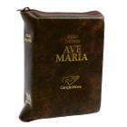Livro Bíblia Ave Maria Média com Zíper Marrom