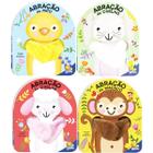 Livro Cartonados Interativos Com Dedoche Kit 4 Animais Pato Coelho Ovelha e Macaco