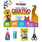 Livro Criativo Escolar Dobrar Cortar Colar Desenhar + Kit