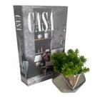 Livro decorativo 'Casa' e vaso de cerâmica prata metalizado - Dünne It