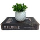 Livro decorativo 'Marmore Requinte' e vaso branco cerâmico - Dünne It