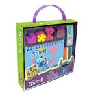 Livro Infantil Fun Box Desenhos Para Colorir Atividades Acessórios Divertidos Minnie E Stitch Criança Canetinha Carimbos