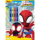 Livro para colorir Bendon Spidey and Friends com 4 lápis de cor +30 adesivos