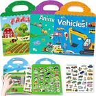 Livros adesivos reutilizáveis para crianças, 3 conjuntos de viagem removível Toddler Sticker Books para 2 3 4 5 anos de idade meninas meninos presentes de aniversário Brinquedos de aprendizagem educacional para a idade 2-4 - Farm & Zoo Animal, Veícul