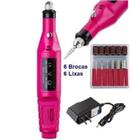 Lixa Eletrica Para Unha Lixadeira Motor Polidora Manicure Pedicure Profissional Bivolt Portátil Rosa