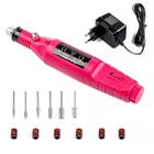 Lixa Elétrica Portátil Rosa 110/220V Com Varias Brocas