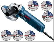 Lixadeira Esmerilhadeira Angular 4.1/2 Pol 670W GWS 6-115 Profissional Bosch 110v + 6 Discos