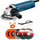 Lixadeira Esmerilhadeira Angular Profissional Bosch 4.1/2 Pol 670W GWS 6-115 220v + Kits
