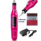 Lixadeira Motor Caneta Bivolts Unha Lixa Elétrica Profissional Bloco Motor Bivolt ROSA