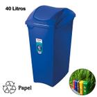 Lixeira 40 Litros Seletiva Azul Para Papel Cesto De Lixo Tampa Basculante - SR64/21 Sanremo