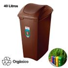 Lixeira 40 Litros Seletiva Marrom Para Lixo Orgânico Tampa Basculante - SR64/25 Sanremo