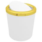 Lixeira 5 Litros Tampa Basculante Redonda Metalizada Plástica Banheiro Dourado - BC AMZ
