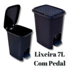 Lixeira 7 Litros Multiuso Com Pedal Preto Montada Cozinha Banheiro Escritório Quarto Cesto Lixo Plástico Tampa - ARQPLAST