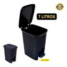 Lixeira 7 Litros Multiuso Pedal Preto Montada Fácil Limpar