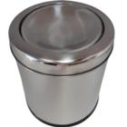 Lixeira 9,1 litros aço inox  tampa pino base preta 30091/p