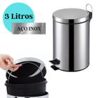 Lixeira Aço Inox 3 Litros Com Pedal Tampa Cesto Removível Para Cozinha Banheiro