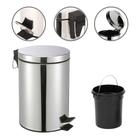 Lixeira Aço Inox c/ Pedal e Balde 5 Litros Cozinha Banheiro