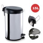 Lixeira Aço Inox Cozinha e Banheiro Brinox 15 Litros Com Pedal