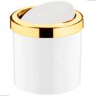 Lixeira Basculante 5 Litros Cozinha Banheiro Lavabo Pia Com Tampa Branco Dourado Gold Future