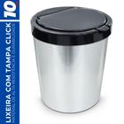 Lixeira Cesto 10 Litros c/ Tampa Click Cor Inox Escritório