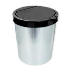 Lixeira Cesto 10 Litros Tampa Click Label Redonda Cor Prata Inox - ARQPLAST