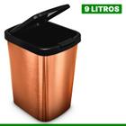 Lixeira cesto 9 litros tampa click label cozinha e banheiro